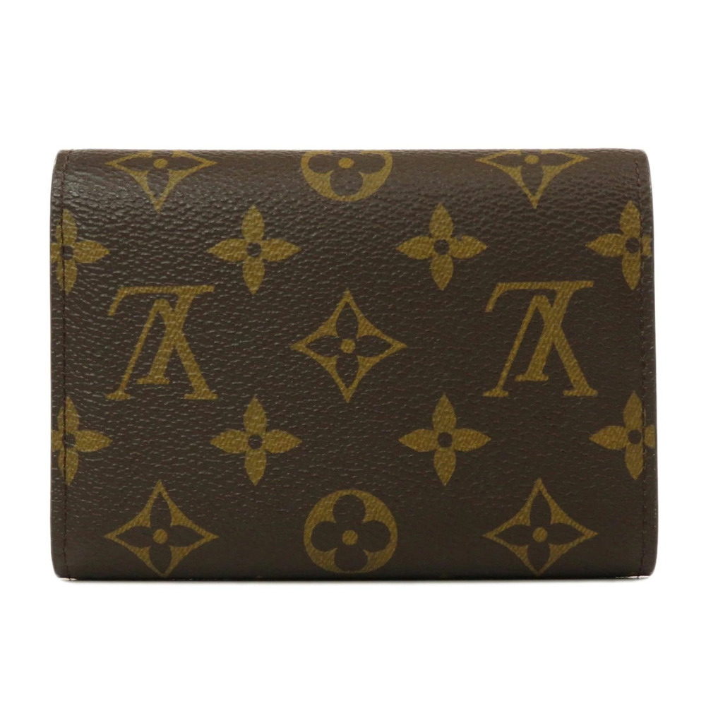 Louis Vuitton Bi Compact Portefeuille Wallet fold Monogram Canvas Flower Brown